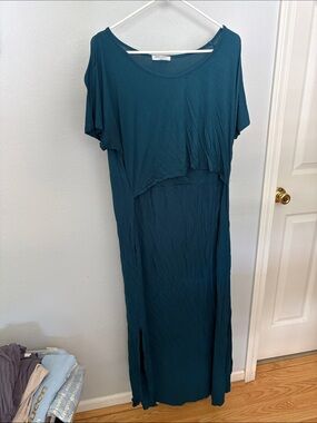 Women’s Teal  Nursing Short-Sleeve Maxi Dress